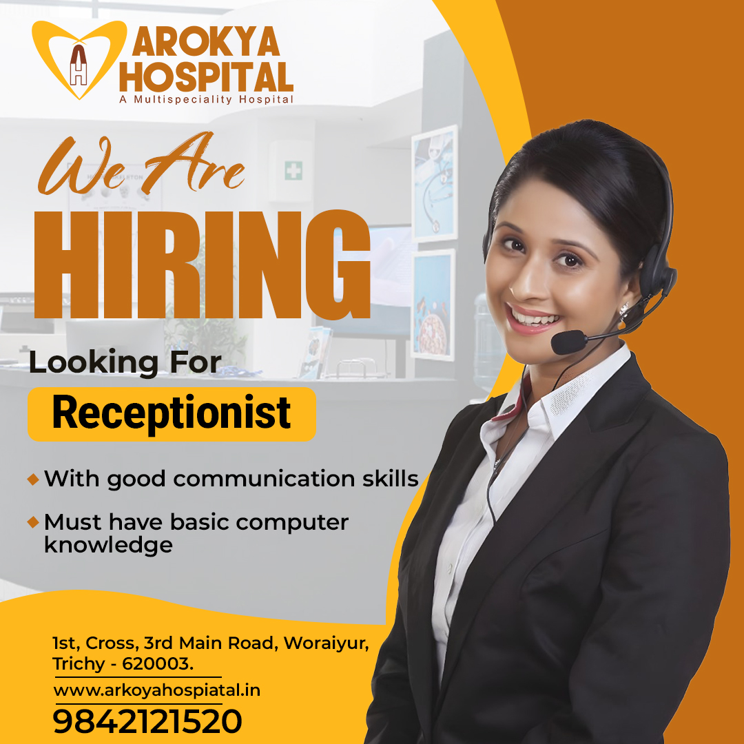 We are hiring a Receptionist with good communication skills and basic computer knowledge.